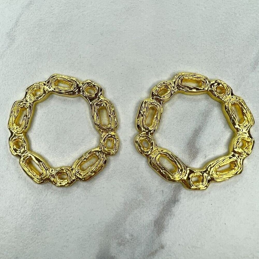 Textured Gold Tone Round Scarf Slides Set of 2